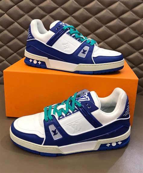 green lv sneakers|louis vuitton trainer blue.